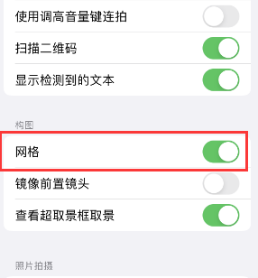 临漳苹果手机维修网点分享iPhone如何开启九宫格构图功能